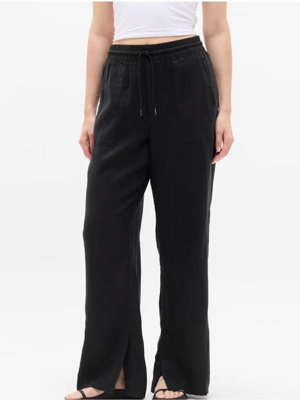 Athleta Black Retreat Linen High Rise Wide Leg Pant